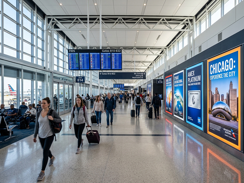 O'Hare International Airport advertising displays