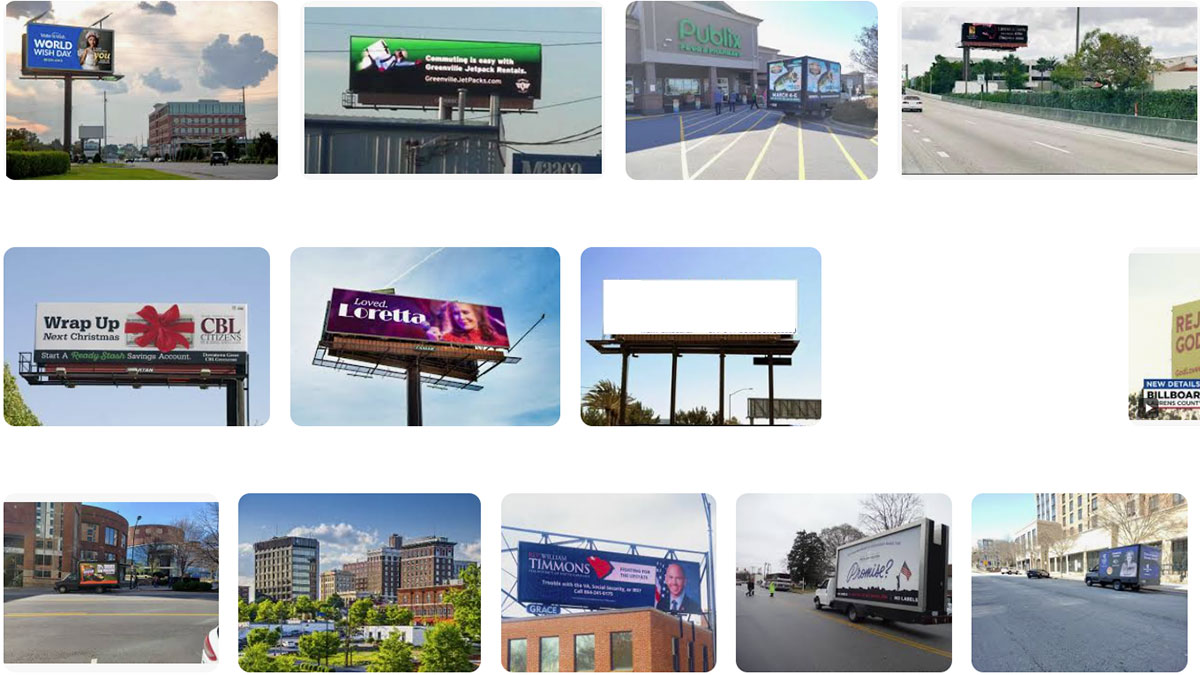Billboard Advertising in Greenville, SC (Greenville County, SC) Rent Static/Vinyl and Digital