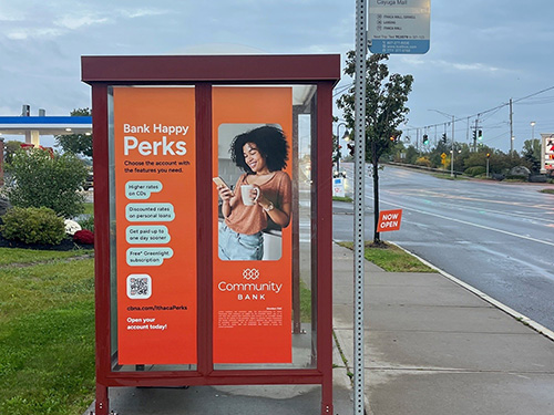 Ithaca, NY Bus Stop Shelter Advertising