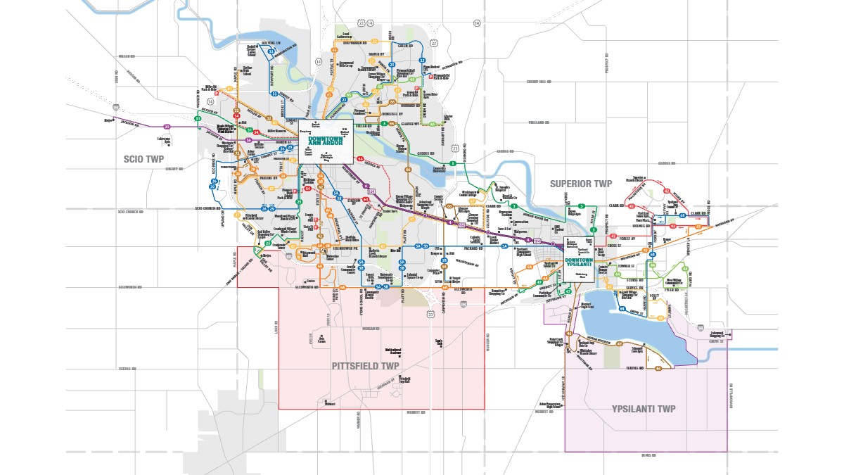 Ann Arbor Bus Routes Map