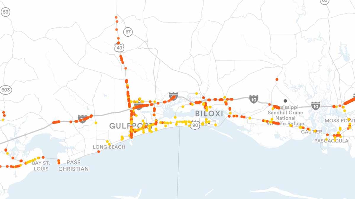 Biloxi and Gulfport, MS Billboards Map
