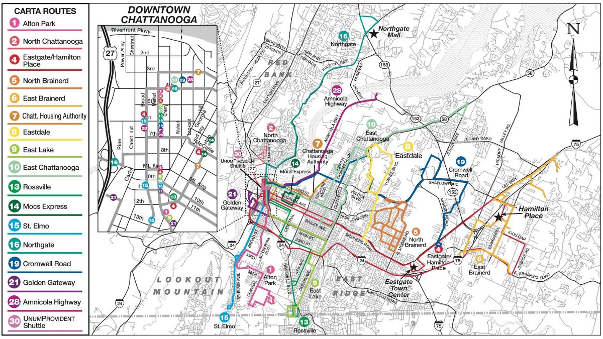 Chattanooga Bus Routes Map