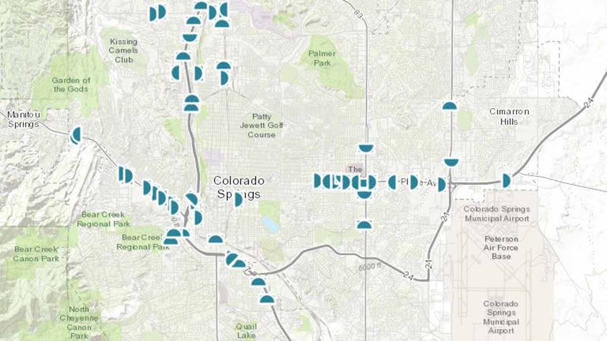 Colorado Springs and Pueblo, CO Billboards Map