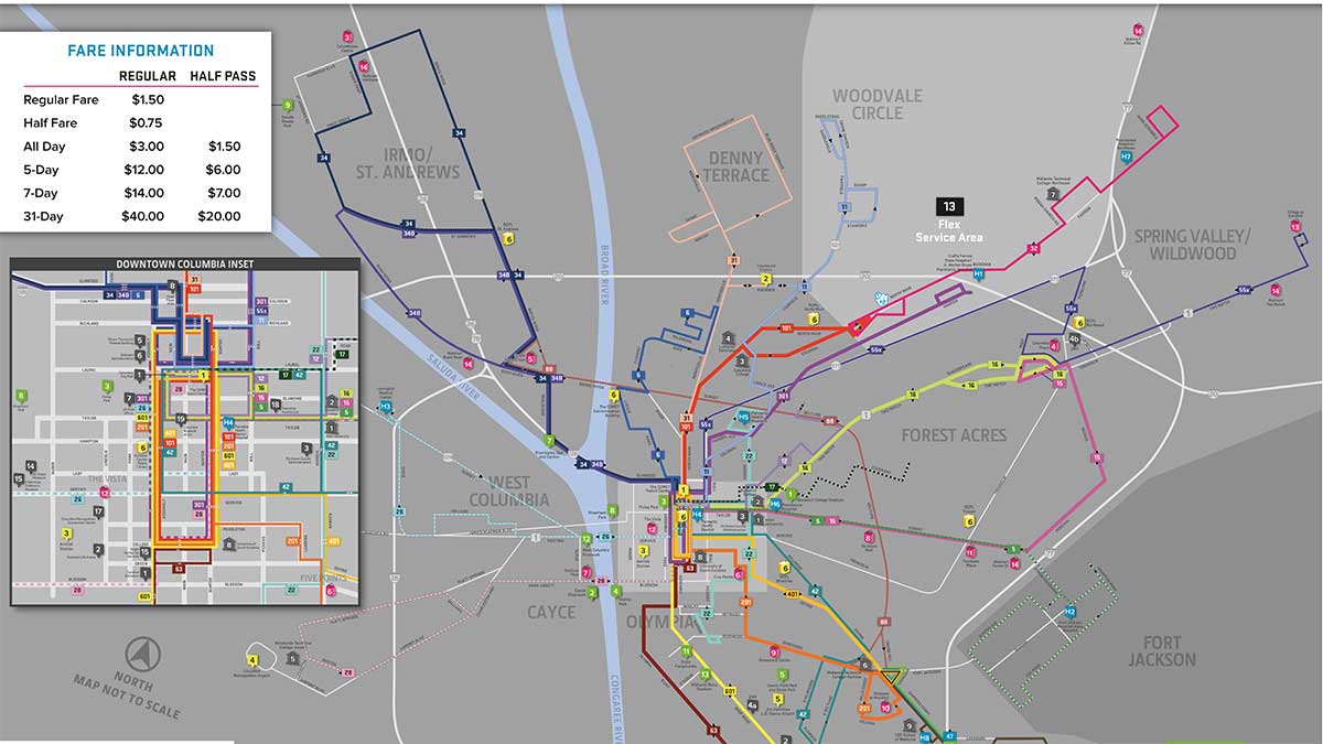 Columbia Bus Routes Map