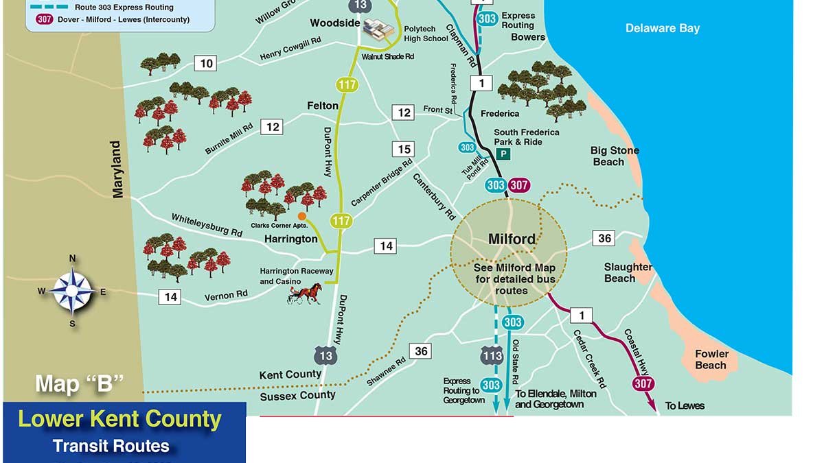 Delaware Kent County Bus Routes Map