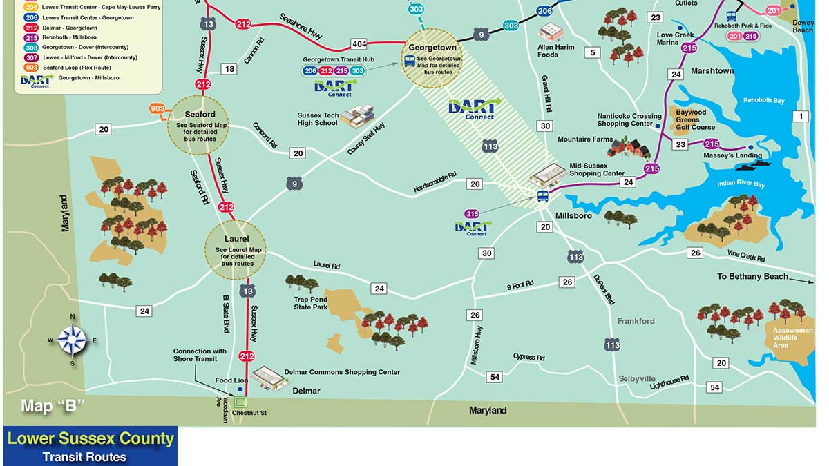 Delaware Sussex County Bus Routes Map