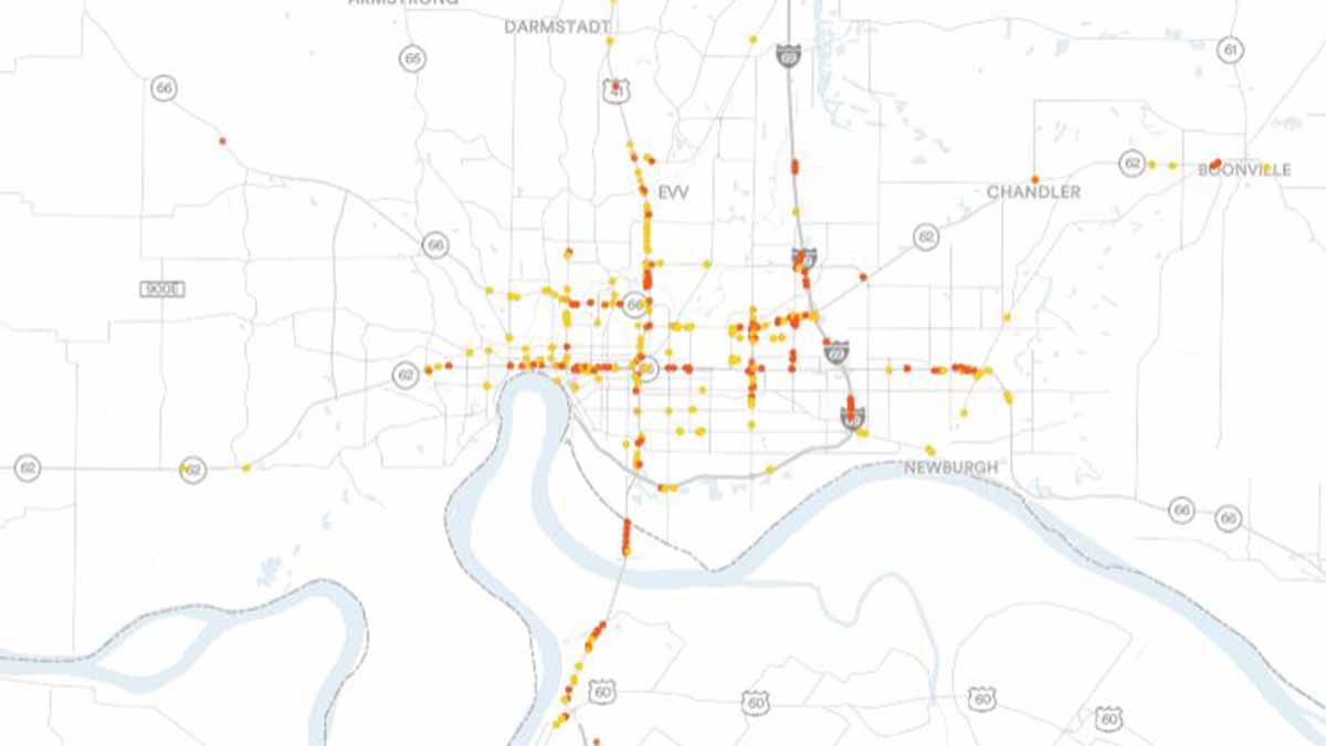 Evansville, IN Billboards Map