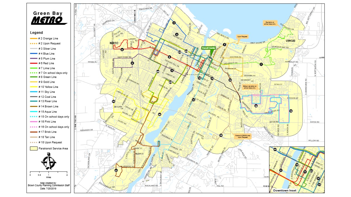 Green Bay Bus Routes Map