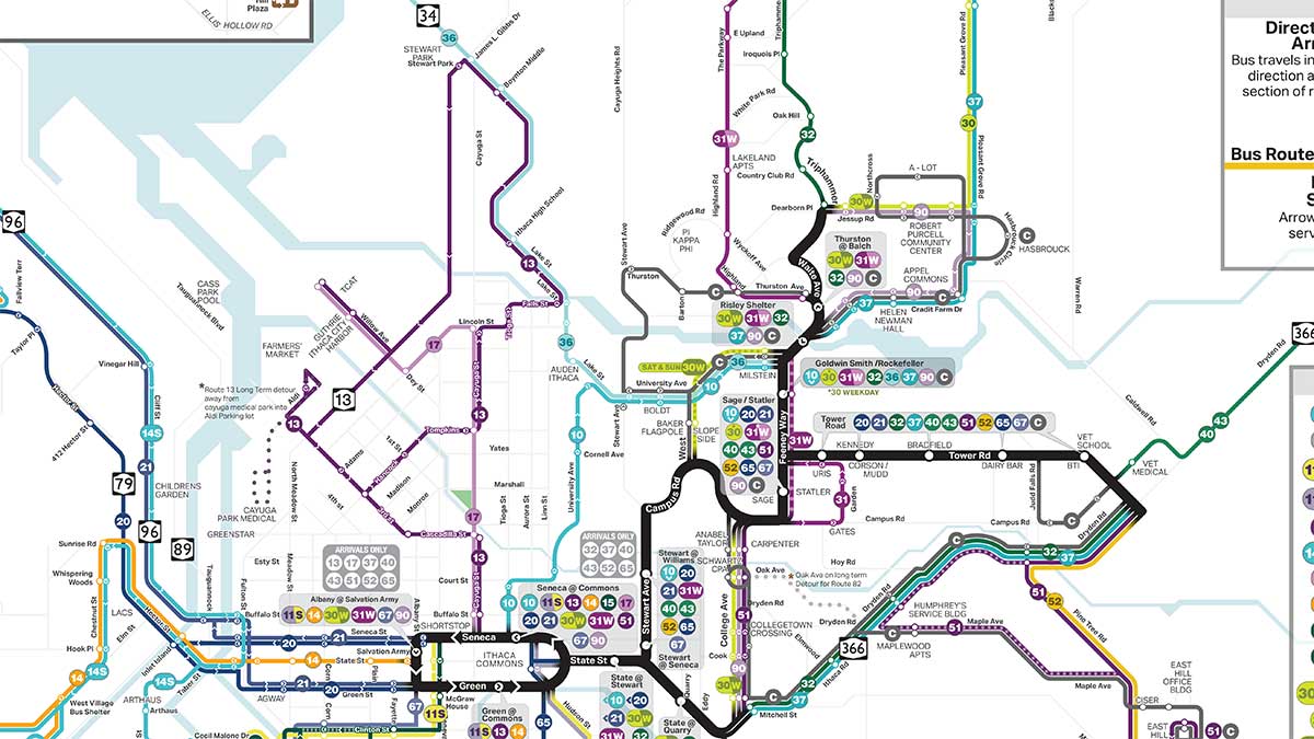 Ithaca NY Bus Routes Map