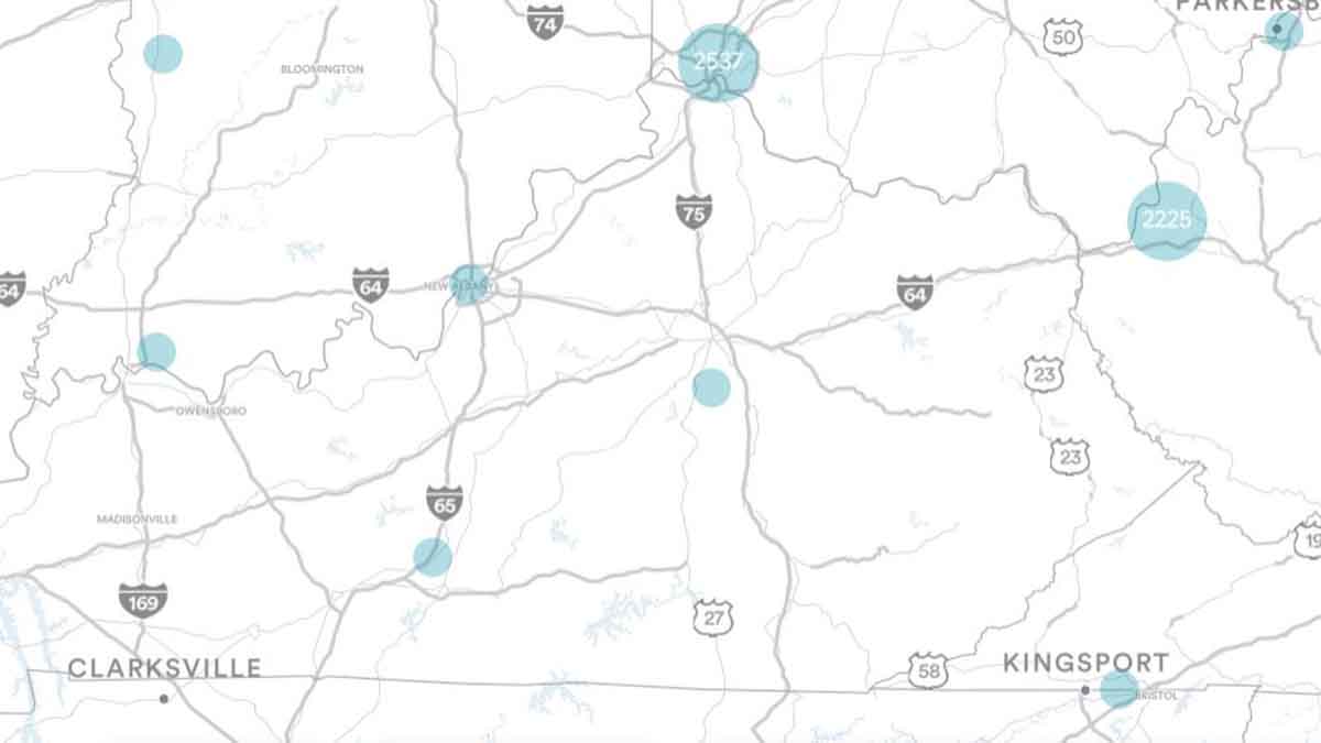 Kentucky (KY) Billboards Map