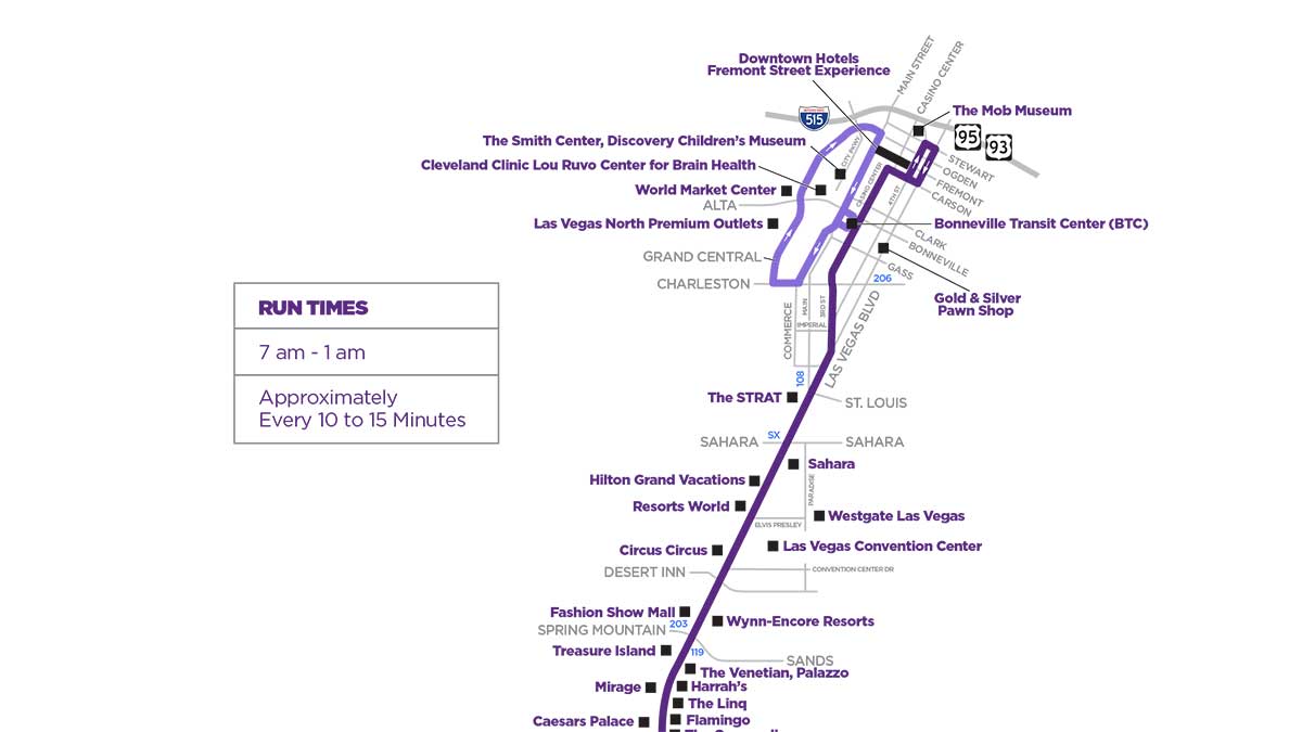 Las Vegas Bus Routes Map Double Decker Deuce on the Strip