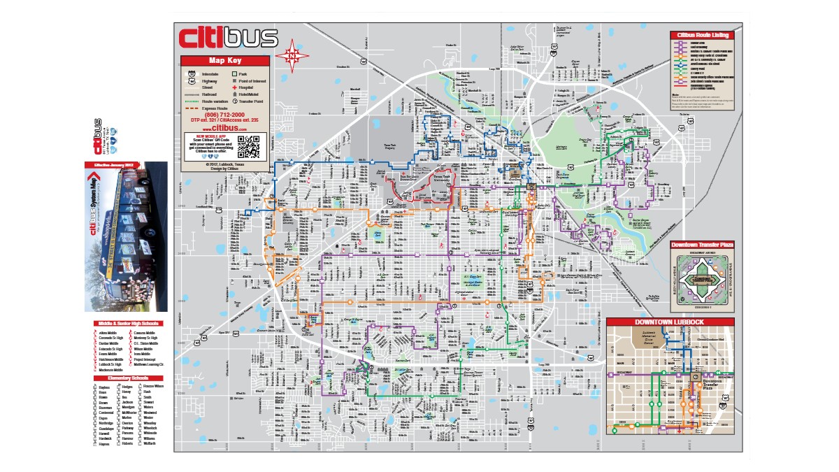 Lubbock TX Bus Routes Map
