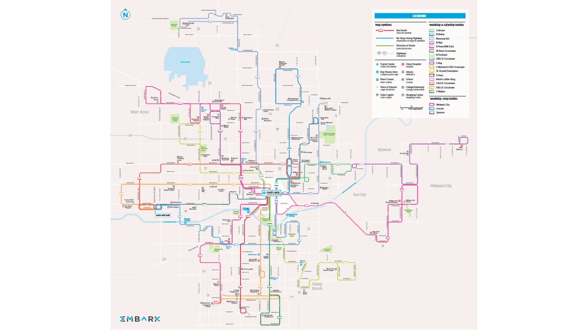 Oklahoma City Bus Routes Map