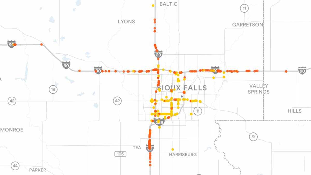Sioux Falls, SD Billboards Map