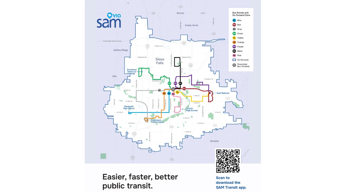 Sioux Falls Bus Routes Map