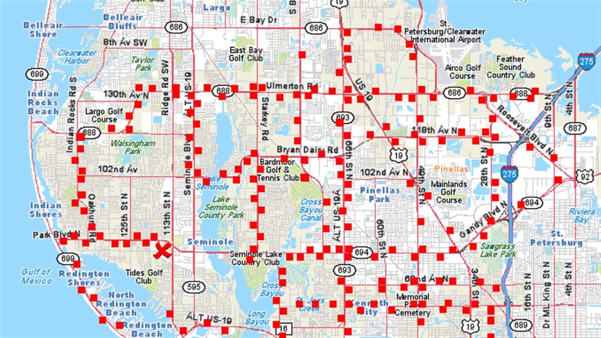 St Petersburg Clearwater FL Bus Routes Map