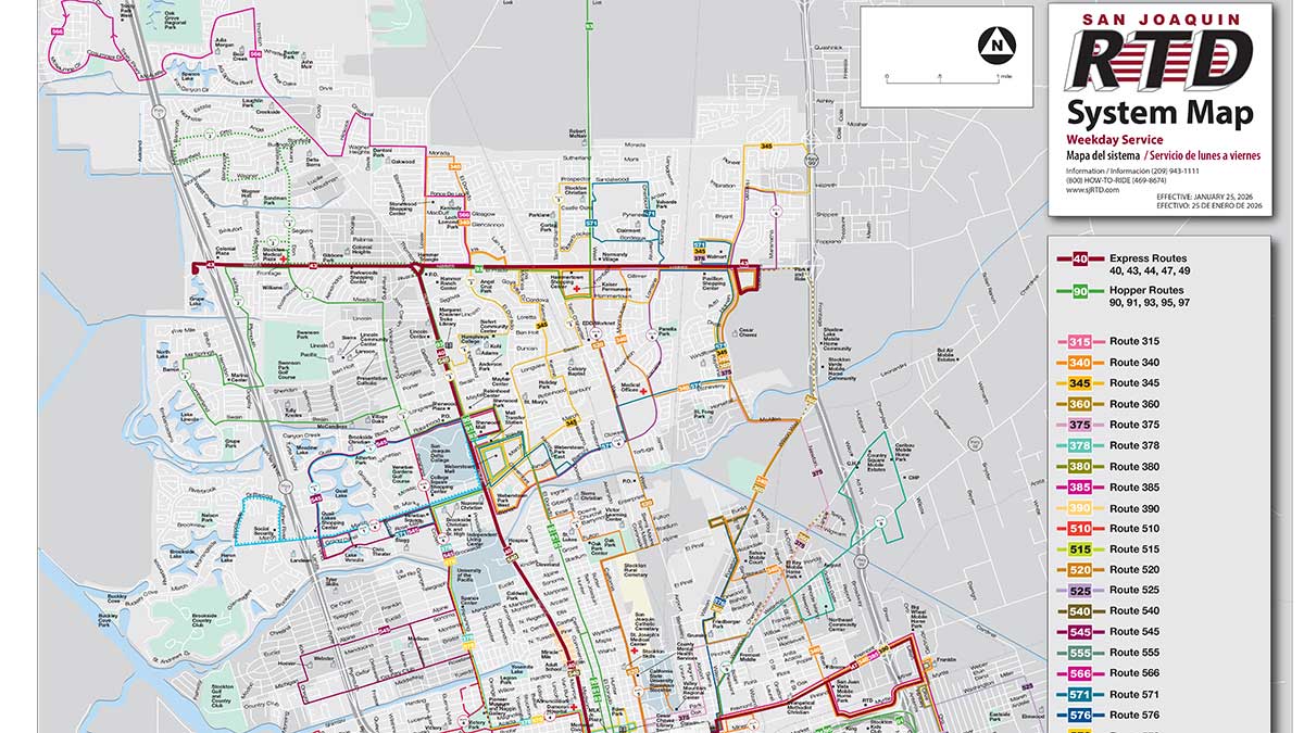 Stockton Bus Routes Map