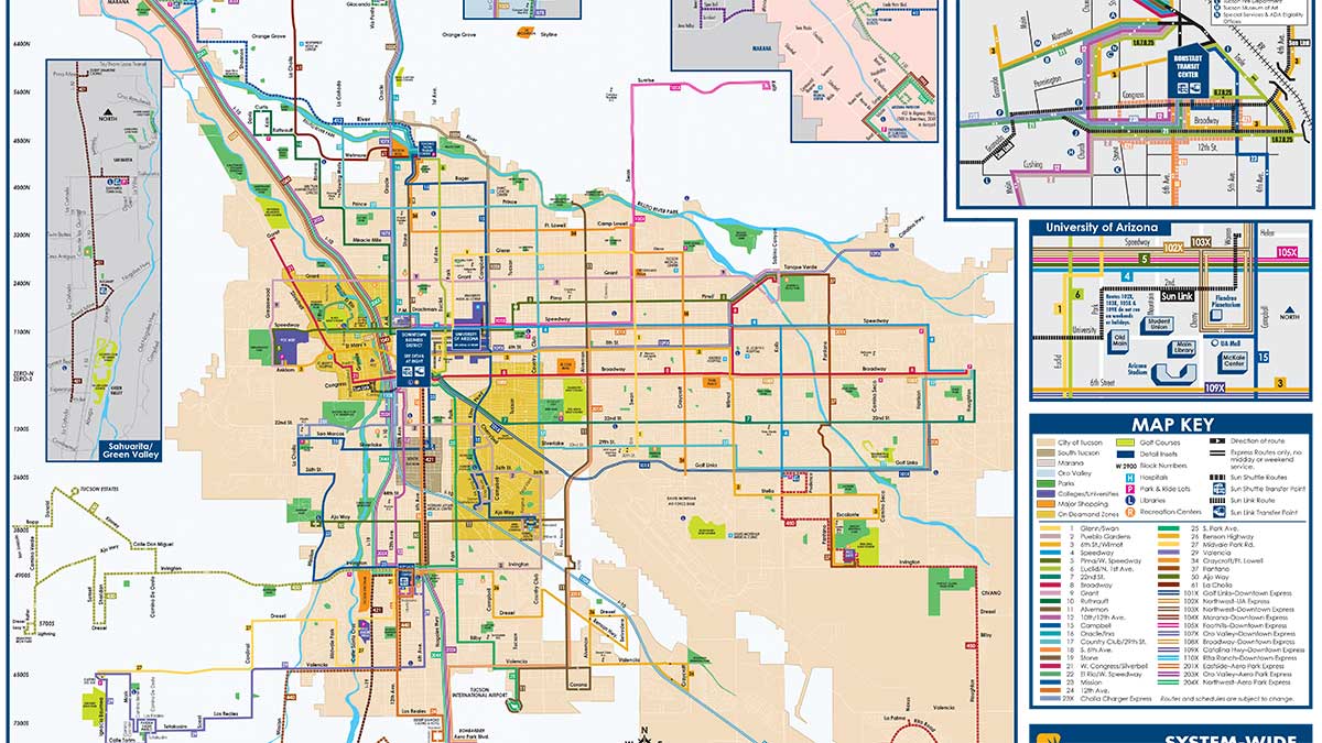 Tucson Bus Routes Map