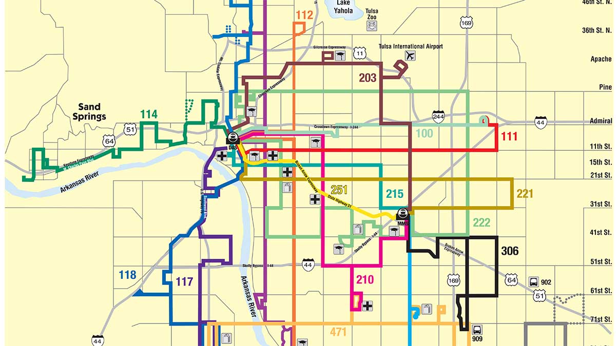 Tulsa, OK Bus Routes Map