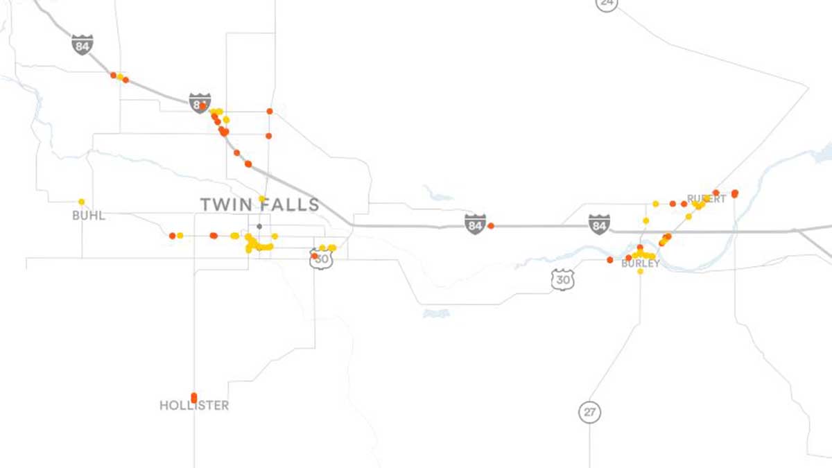 Twin Falls, ID Billboards Map