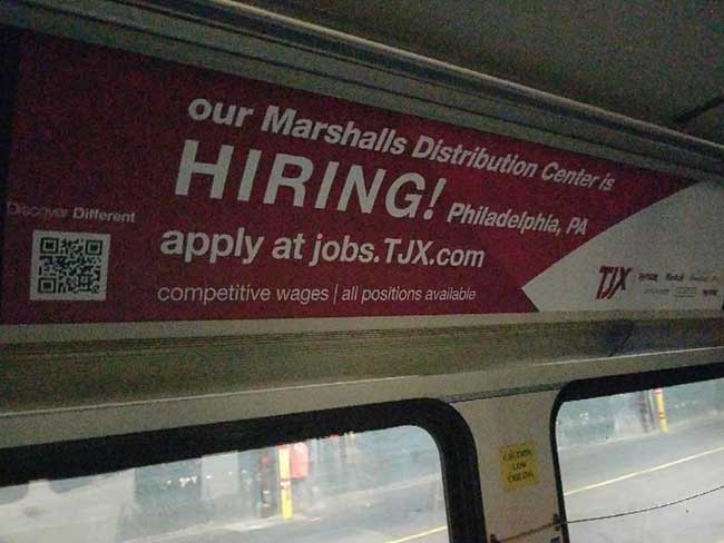 Bus Interior Ads for Marshallas/TJX