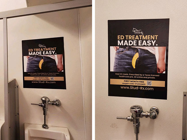 Medical Group Erectile Dysfunction Men's Restroom Urinal Ads