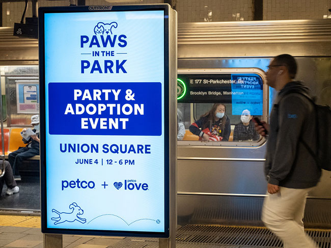 Petco Advertising on Digital/LED Screens in Subway Stations