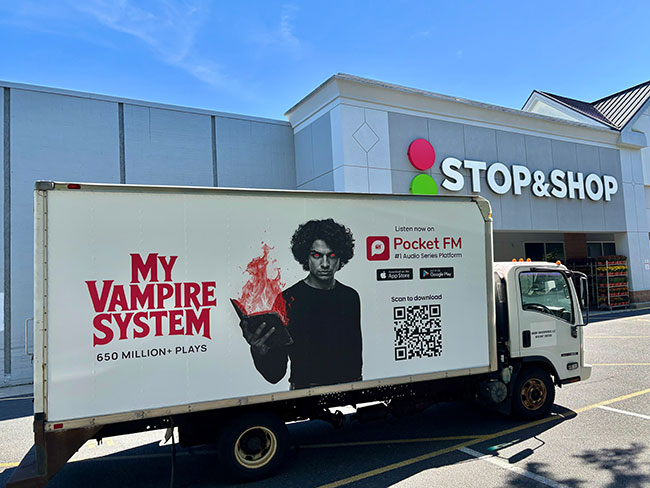 Pocket FM Branded Delivery Truck Advertising 1