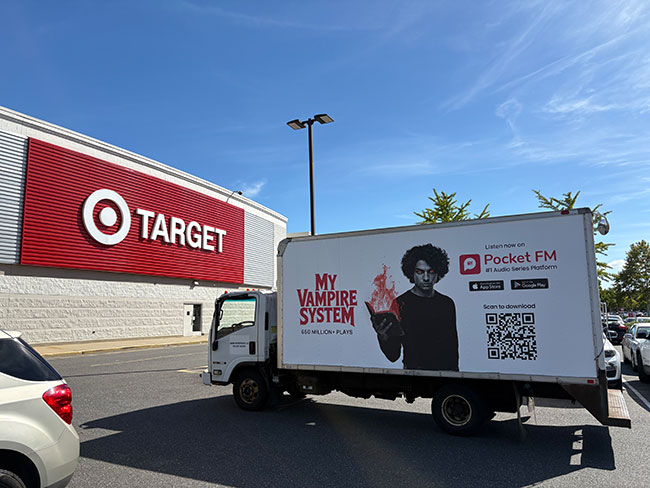 Pocket FM Branded Delivery Truck Advertising 1