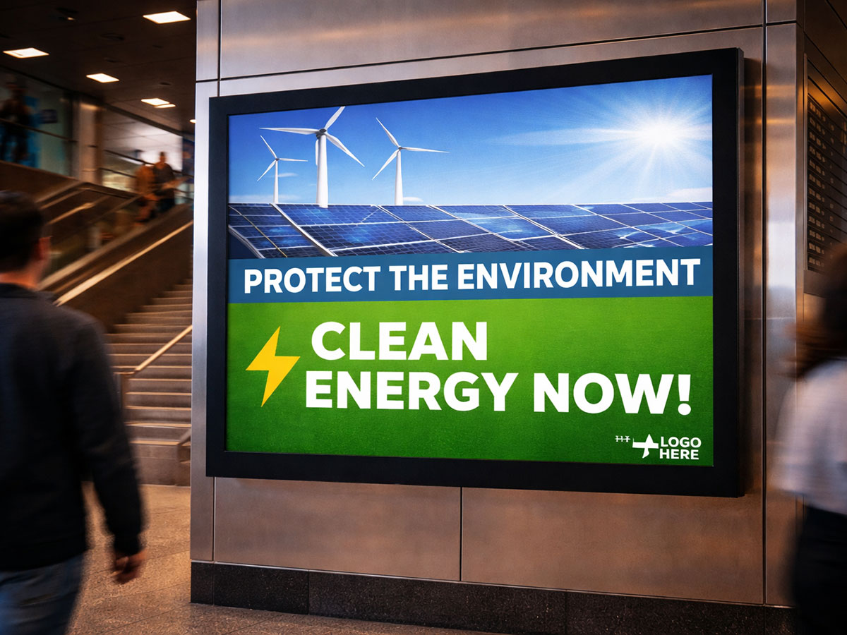 Advocacy ad on place-based digital out of home display