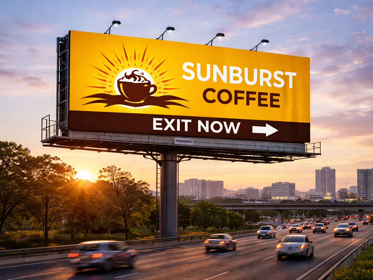 Branding example on a static billboard